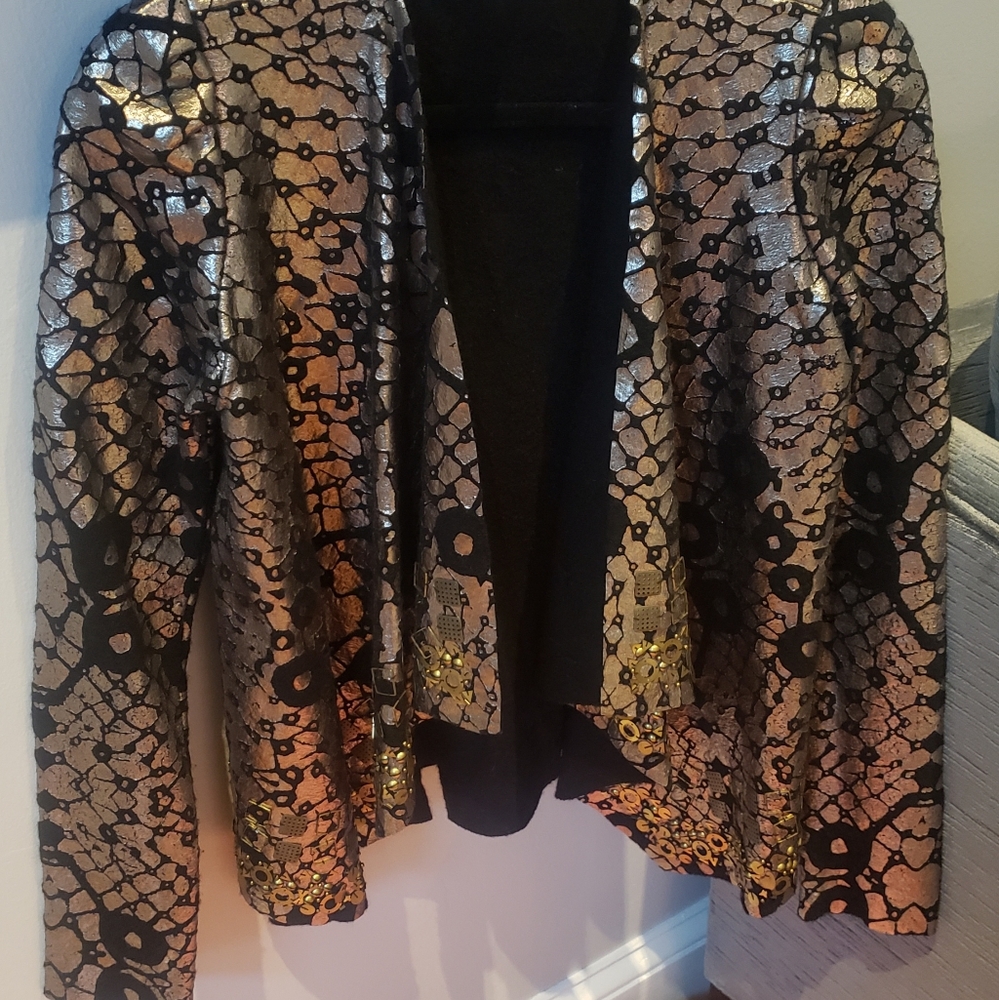 DVF Arilette Black Metallic Silver Gold Wool Felt